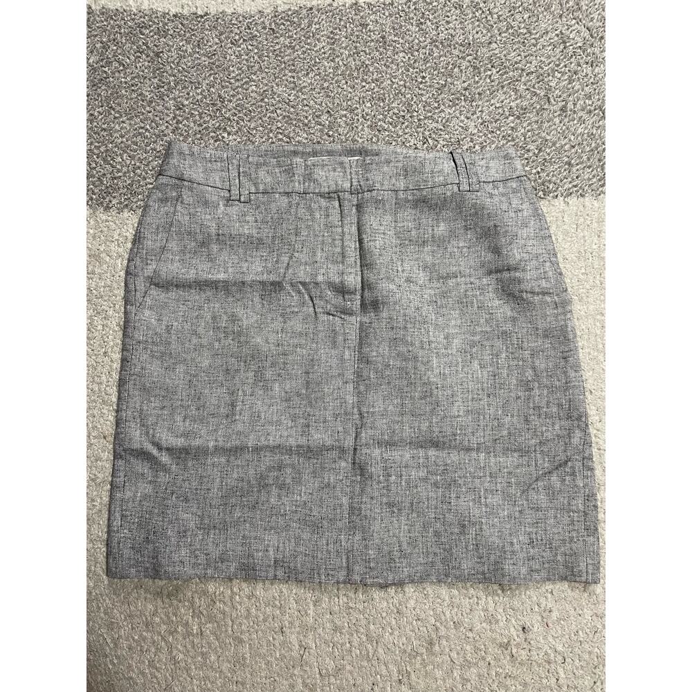Ann Taylor Loft Pencil Skirt Womens Sz 8 Gray Silver Linen Blend Lined MSRP $60